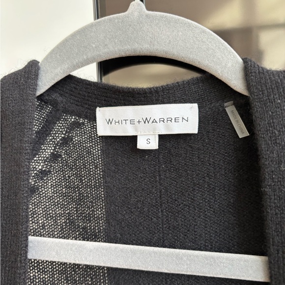 White + Warren Long Black Cardigan with Pockets - Picture 2 of 4